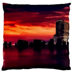 New York City Urban Skyline Harbor Bay Reflections Standard Flano Cushion Case (one Side) by danenraven