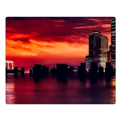 New York City Urban Skyline Harbor Bay Reflections Double Sided Flano Blanket (large)  by danenraven