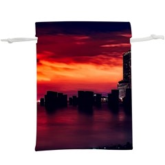 New York City Urban Skyline Harbor Bay Reflections Lightweight Drawstring Pouch (xl) by danenraven