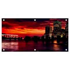 New York City Urban Skyline Harbor Bay Reflections Banner And Sign 4  X 2 