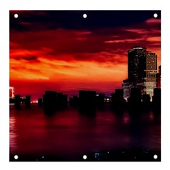 New York City Urban Skyline Harbor Bay Reflections Banner And Sign 4  X 4  by danenraven