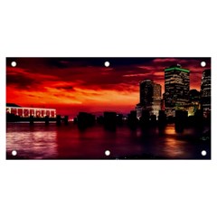 New York City Urban Skyline Harbor Bay Reflections Banner And Sign 6  X 3  by danenraven