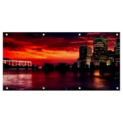 New York City Urban Skyline Harbor Bay Reflections Banner And Sign 8  X 4  by danenraven