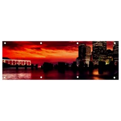 New York City Urban Skyline Harbor Bay Reflections Banner And Sign 9  X 3  by danenraven