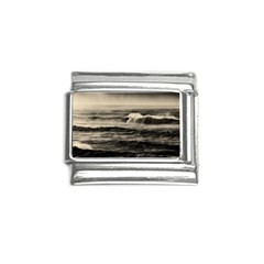 Sea Ocean Waves Sunset Sunrise Rough Seas Nature Black White Italian Charm (9mm) by danenraven