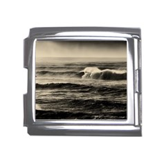 Sea Ocean Waves Sunset Sunrise Rough Seas Nature Black White Mega Link Italian Charm (18mm) by danenraven