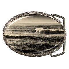 Sea Ocean Waves Sunset Sunrise Rough Seas Nature Black White Belt Buckles by danenraven