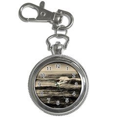 Sea Ocean Waves Sunset Sunrise Rough Seas Nature Black White Key Chain Watches by danenraven