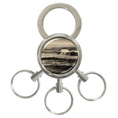 Sea Ocean Waves Sunset Sunrise Rough Seas Nature Black White 3-ring Key Chain by danenraven