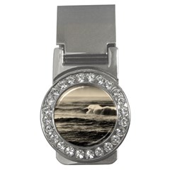 Sea Ocean Waves Sunset Sunrise Rough Seas Nature Black White Money Clips (cz)  by danenraven