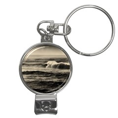 Sea Ocean Waves Sunset Sunrise Rough Seas Nature Black White Nail Clippers Key Chain by danenraven