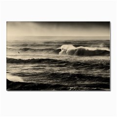 Sea Ocean Waves Sunset Sunrise Rough Seas Nature Black White Postcards 5  X 7  (pkg Of 10) by danenraven