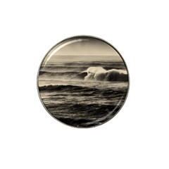 Sea Ocean Waves Sunset Sunrise Rough Seas Nature Black White Hat Clip Ball Marker by danenraven