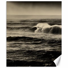 Sea Ocean Waves Sunset Sunrise Rough Seas Nature Black White Canvas 8  X 10  by danenraven