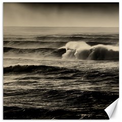 Sea Ocean Waves Sunset Sunrise Rough Seas Nature Black White Canvas 12  X 12  by danenraven