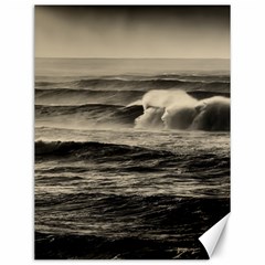 Sea Ocean Waves Sunset Sunrise Rough Seas Nature Black White Canvas 12  X 16  by danenraven