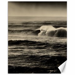 Sea Ocean Waves Sunset Sunrise Rough Seas Nature Black White Canvas 16  X 20  by danenraven