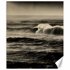 Sea Ocean Waves Sunset Sunrise Rough Seas Nature Black White Canvas 20  X 24  by danenraven