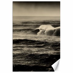 Sea Ocean Waves Sunset Sunrise Rough Seas Nature Black White Canvas 20  X 30  by danenraven