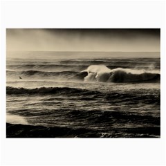 Sea Ocean Waves Sunset Sunrise Rough Seas Nature Black White Large Glasses Cloth by danenraven