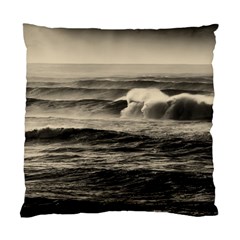 Sea Ocean Waves Sunset Sunrise Rough Seas Nature Black White Standard Cushion Case (two Sides) by danenraven