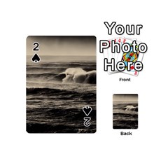 Sea Ocean Waves Sunset Sunrise Rough Seas Nature Black White Playing Cards 54 Designs (mini) by danenraven