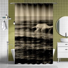 Sea Ocean Waves Sunset Sunrise Rough Seas Nature Black White Shower Curtain 48  X 72  (small)  by danenraven