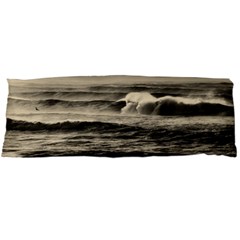 Sea Ocean Waves Sunset Sunrise Rough Seas Nature Black White Body Pillow Case (dakimakura) by danenraven