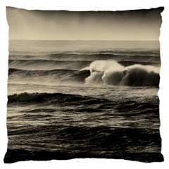 Sea Ocean Waves Sunset Sunrise Rough Seas Nature Black White Standard Flano Cushion Case (two Sides) by danenraven