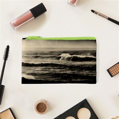 Sea Ocean Waves Sunset Sunrise Rough Seas Nature Black White Cosmetic Bag (xs) by danenraven