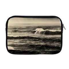 Sea Ocean Waves Sunset Sunrise Rough Seas Nature Black White Apple Macbook Pro 17  Zipper Case by danenraven