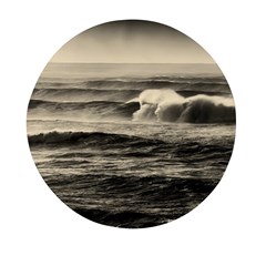 Sea Ocean Waves Sunset Sunrise Rough Seas Nature Black White Mini Round Pill Box by danenraven