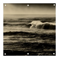 Sea Ocean Waves Sunset Sunrise Rough Seas Nature Black White Banner And Sign 3  X 3  by danenraven