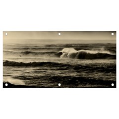 Sea Ocean Waves Sunset Sunrise Rough Seas Nature Black White Banner And Sign 4  X 2 