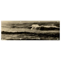 Sea Ocean Waves Sunset Sunrise Rough Seas Nature Black White Banner And Sign 9  X 3 