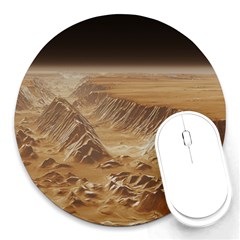 Mars Crater Planet Canyon Cliff Nasa Astronomy Round Mousepad by danenraven