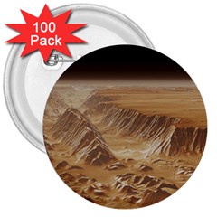 Mars Crater Planet Canyon Cliff Nasa Astronomy 3  Buttons (100 Pack)  by danenraven