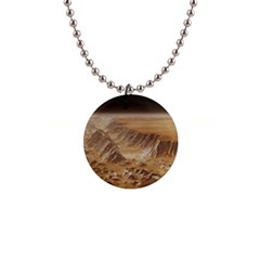 Mars Crater Planet Canyon Cliff Nasa Astronomy 1  Button Necklace by danenraven