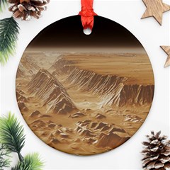 Mars Crater Planet Canyon Cliff Nasa Astronomy Round Ornament (two Sides) by danenraven