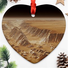 Mars Crater Planet Canyon Cliff Nasa Astronomy Heart Ornament (two Sides) by danenraven