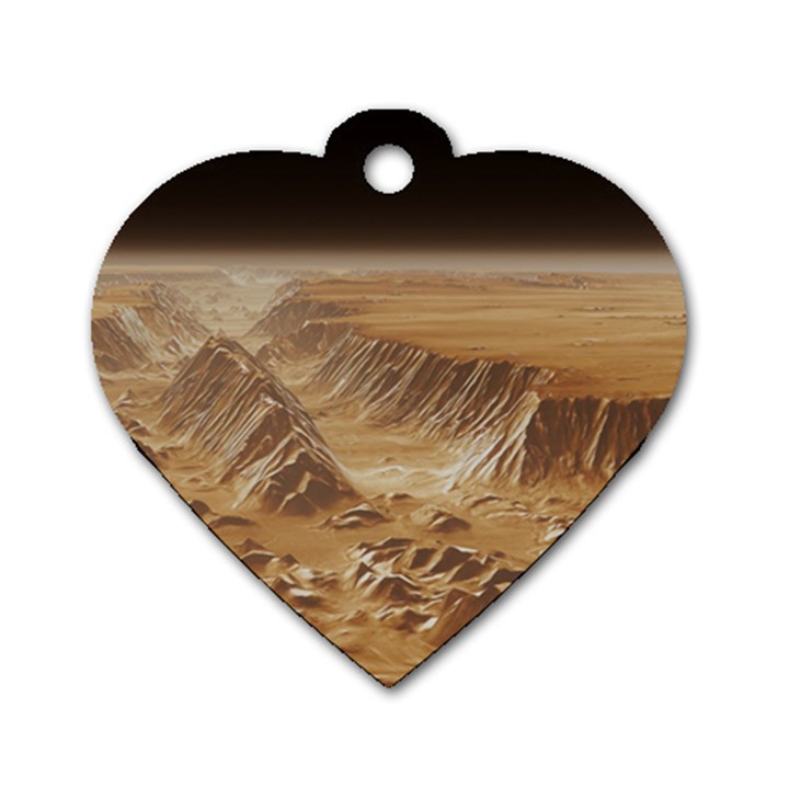 Mars Crater Planet Canyon Cliff Nasa Astronomy Dog Tag Heart (Two Sides)