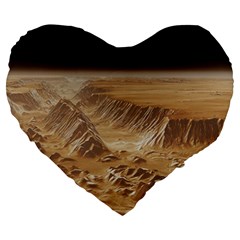 Mars Crater Planet Canyon Cliff Nasa Astronomy Large 19  Premium Flano Heart Shape Cushions by danenraven