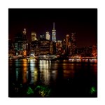 New York City Panorama Urban Hudson River Water Tile Coaster Front