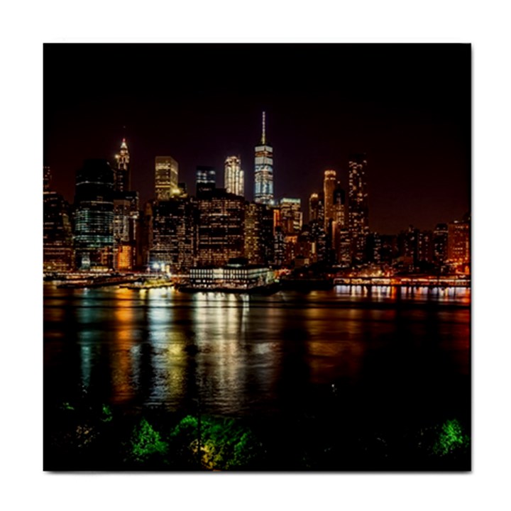 New York City Panorama Urban Hudson River Water Tile Coaster