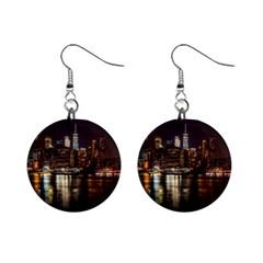 New York City Panorama Urban Hudson River Water Mini Button Earrings by danenraven