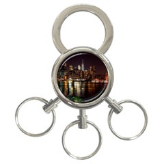 New York City Panorama Urban Hudson River Water 3-ring Key Chain by danenraven