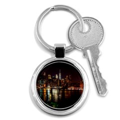 New York City Panorama Urban Hudson River Water Key Chain (round) by danenraven