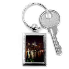 New York City Panorama Urban Hudson River Water Key Chain (rectangle) by danenraven