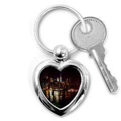 New York City Panorama Urban Hudson River Water Key Chain (heart) by danenraven