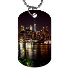 New York City Panorama Urban Hudson River Water Dog Tag (two Sides) by danenraven